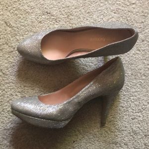 Enzo Angiolini silver sparkle heels
